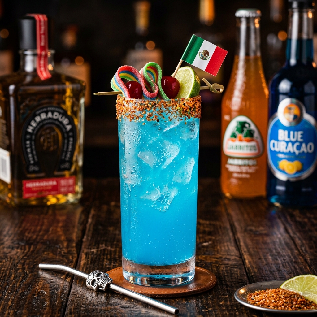 Cóctel Azulito refrescante con gominolas